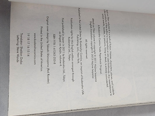 Attack on Titan #4 (Kodansha, 2013, Hajime Isayama, English)