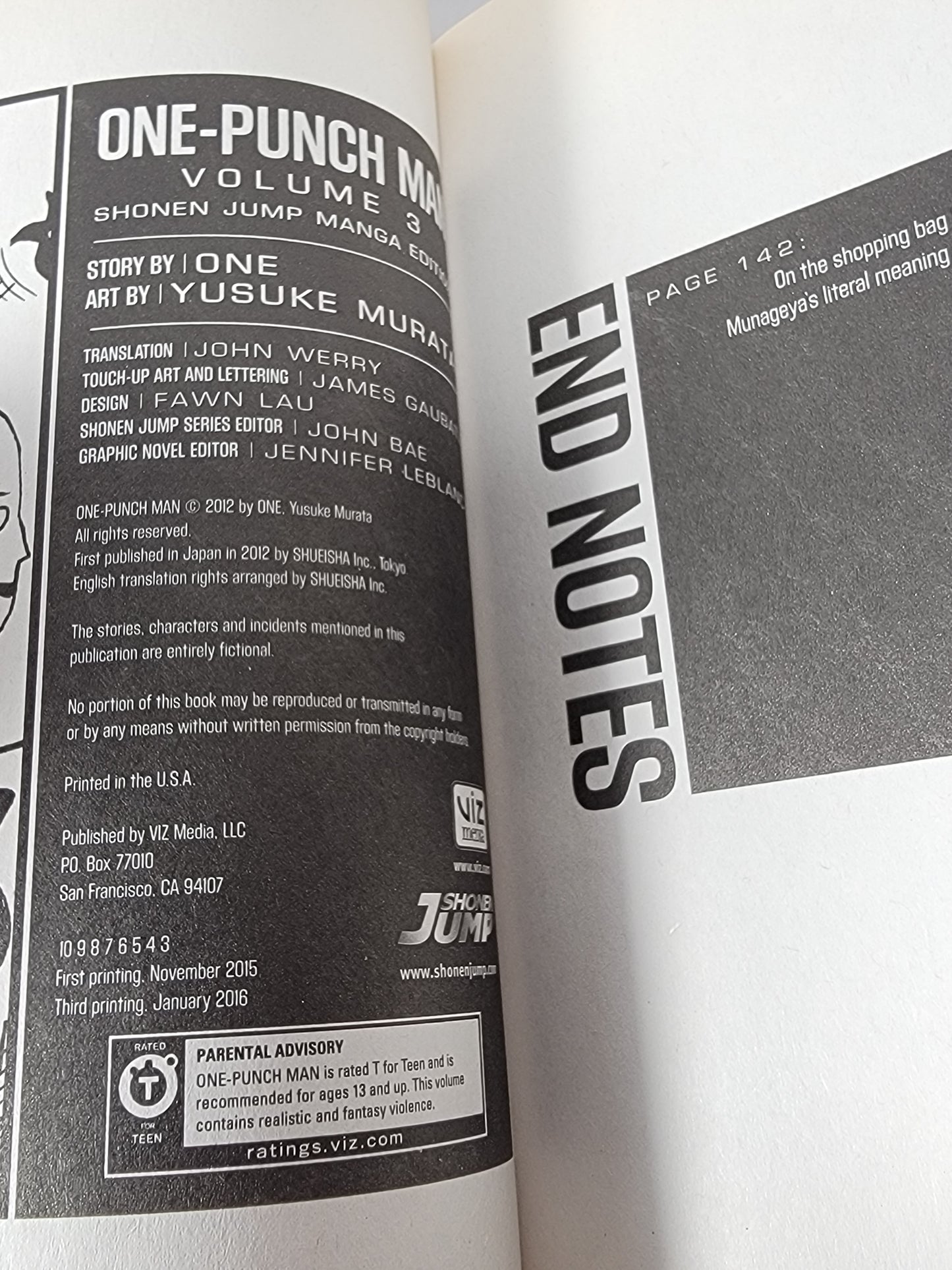 One-Punch Man #3 (Viz Media, English, Third Printing)