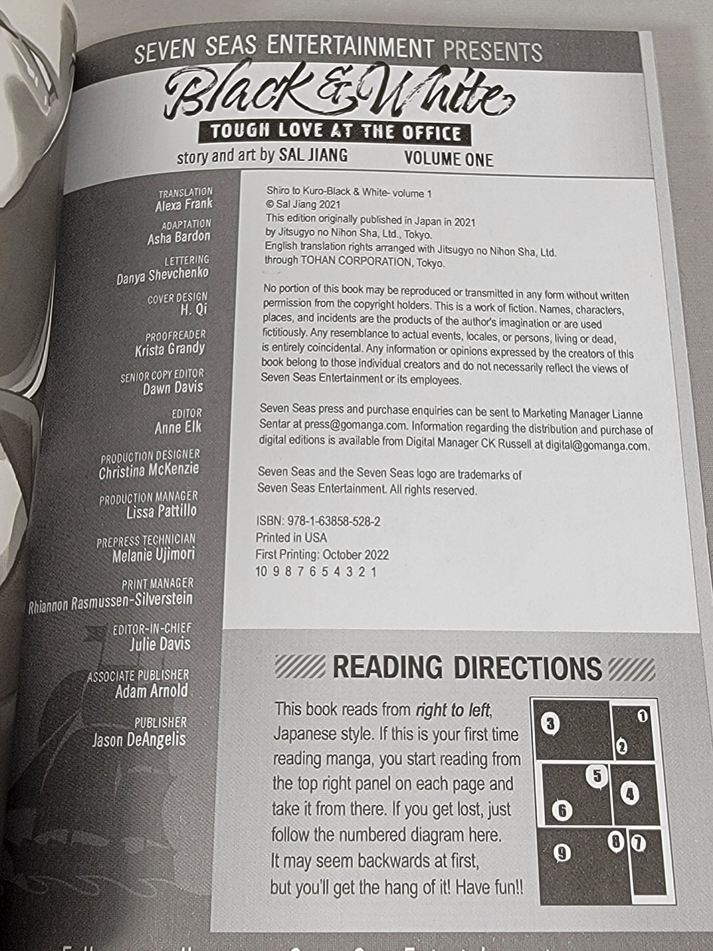 Black and White: Tough Love at the Office #1 (Seven Seas, 2022, Sal Jiang)