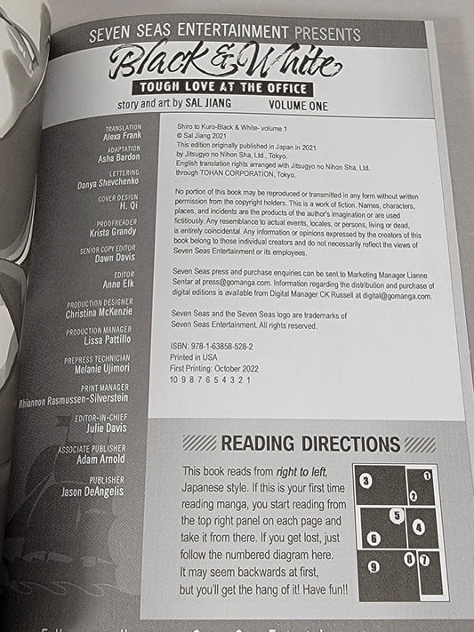 Black and White: Tough Love at the Office #1 (Seven Seas, 2022, Sal Jiang)