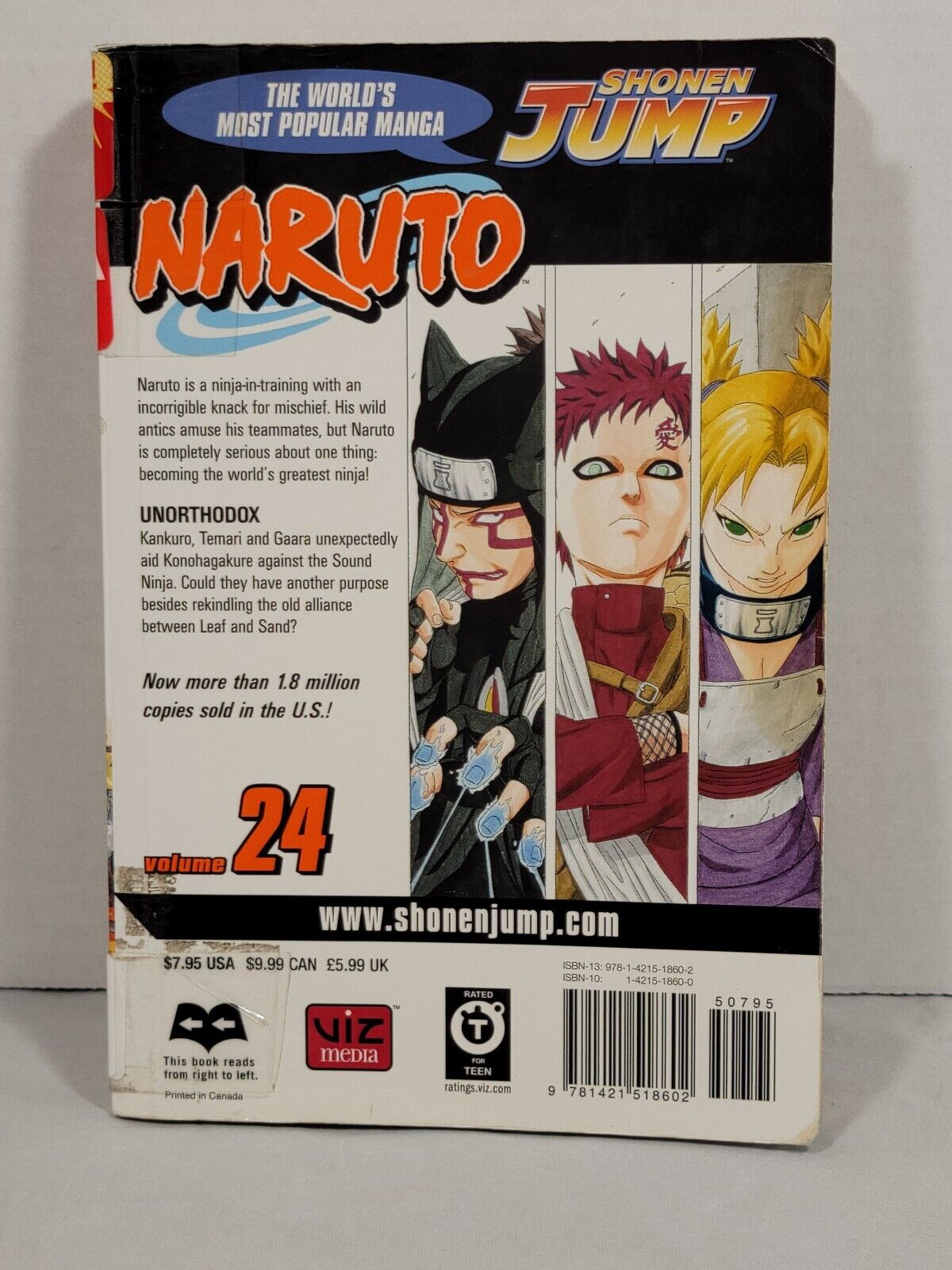Naruto Vol. 24 by Masashi Kishimoto, Viz Media — pre-owned ex-library manga