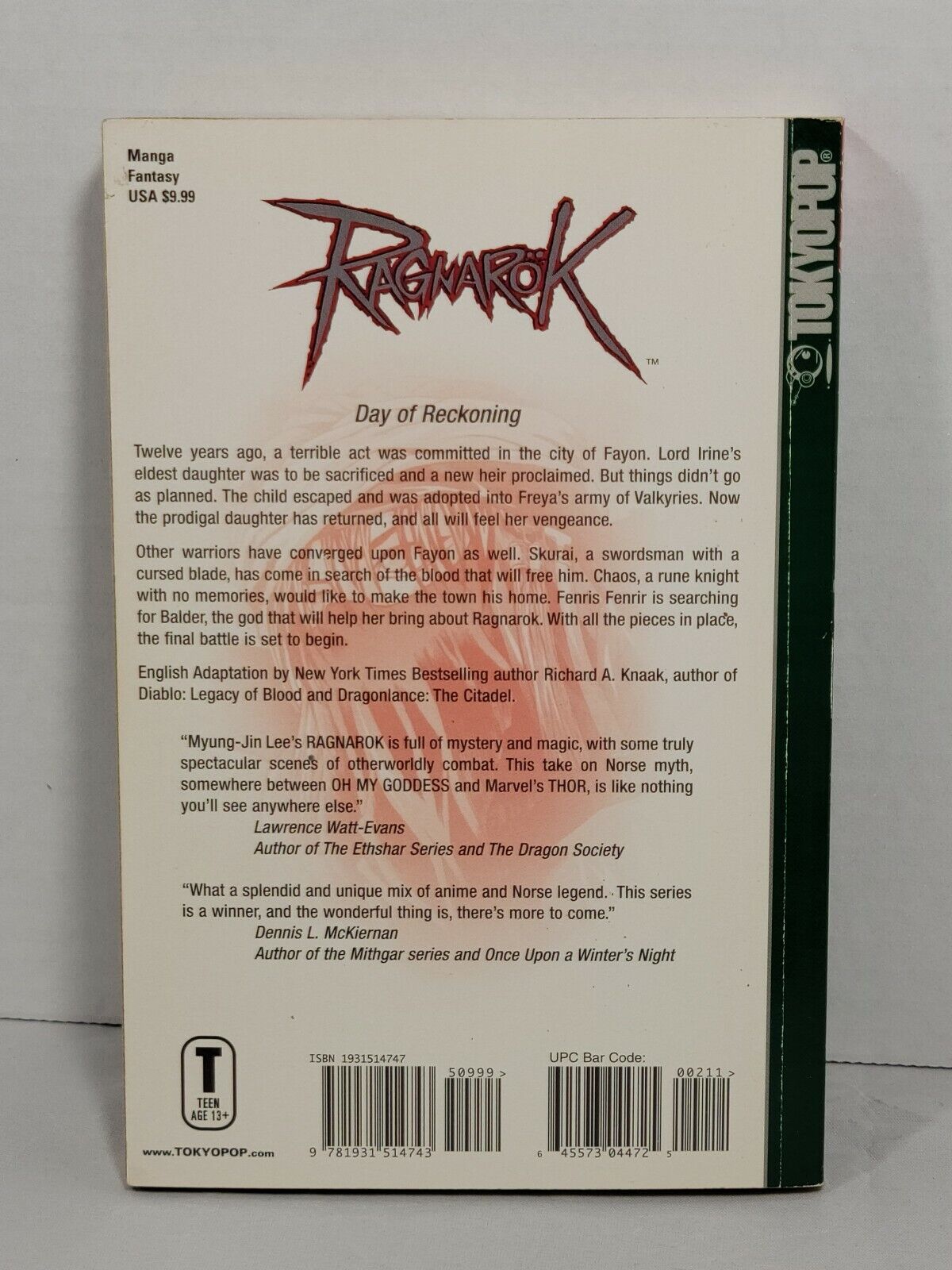 Ragnarök Vol. 2 : Day of Reckoning by Myung-Jin Lee (Trade Paperback, Tokyopop)