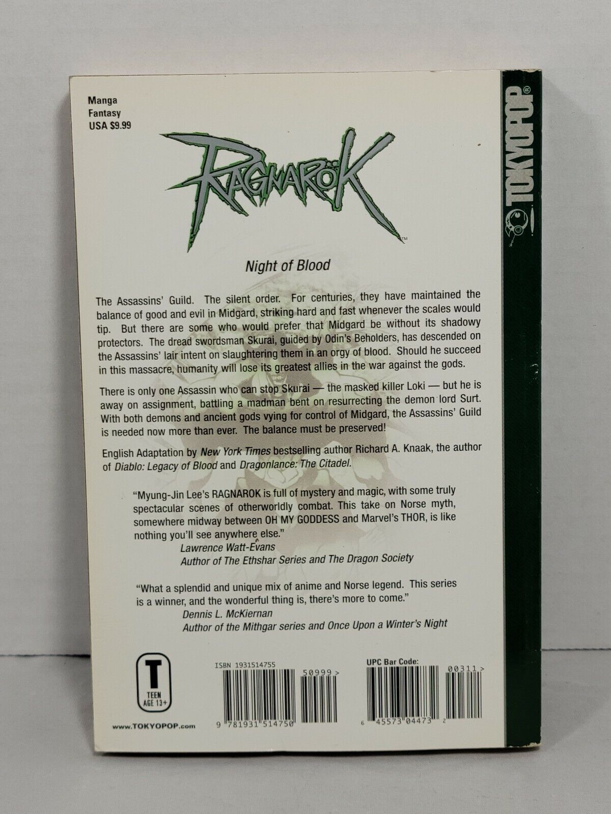 Ragnarok Vol. 3 : Night of Blood by Myung Jin Lee (Trade Paperback, Tokyopop)